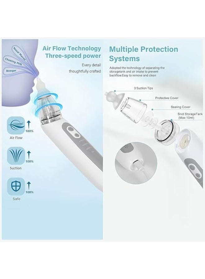 Electric Baby Nasal Aspirator with 3 Suction Levels - Portable Snot Sucker with LED Light & Soothing Music - Includes 3 Sizes of Soft Silicone Tips - Image 3